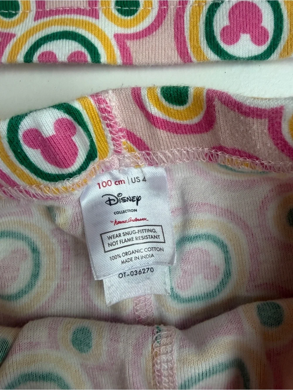 Hanna Andersson Disney Pink Pajama Set with Multicolor Mickey Pattern